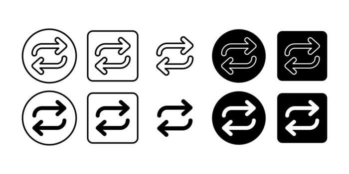 Refresh Black Icon Bundle for Reload and Update Concept vector