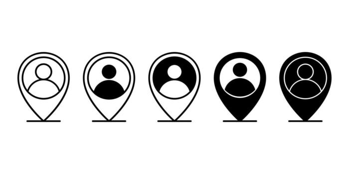 usuario perfil ubicación alfiler negro icono haz para navegación y social mapa diseño vector