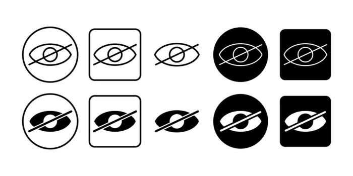Eye Slash Hide Black Icon Bundle for Privacy, Hidden, and Secure View Symbol in Minimal Design vector