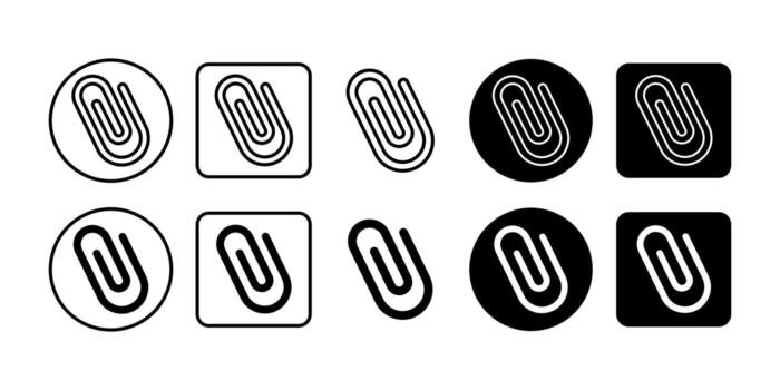 Attachment Black Icon Bundle for File, Email, and Clip Symbol in Minimal Design vector