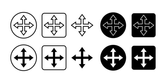 Drag Handle Black Icon Bundle for UI, Control, and Move Element Symbol in Minimal Design vector