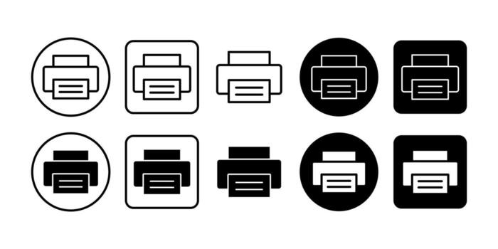 Print Black Icon Bundle for Printer, Document, and Office Symbol in Minimal Design vector