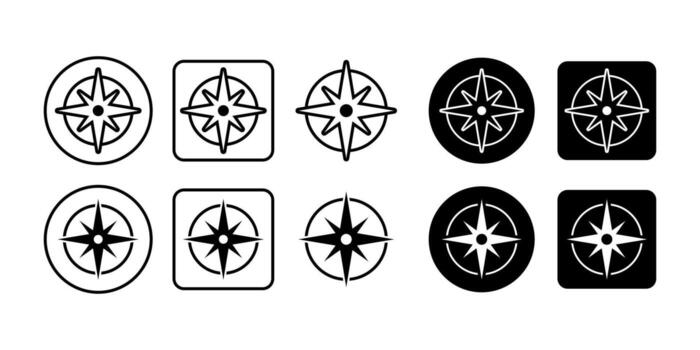 Compass Black Icon Bundle for Navigation and Exploration Concept vector