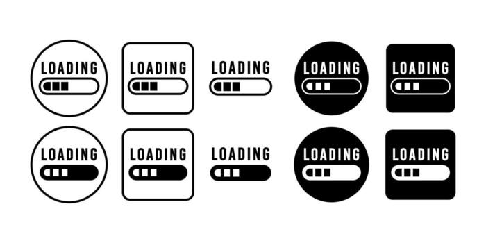 Progress Loading Black Icon Bundle for Process, Waiting, and Interface Symbol in Clean Design vector