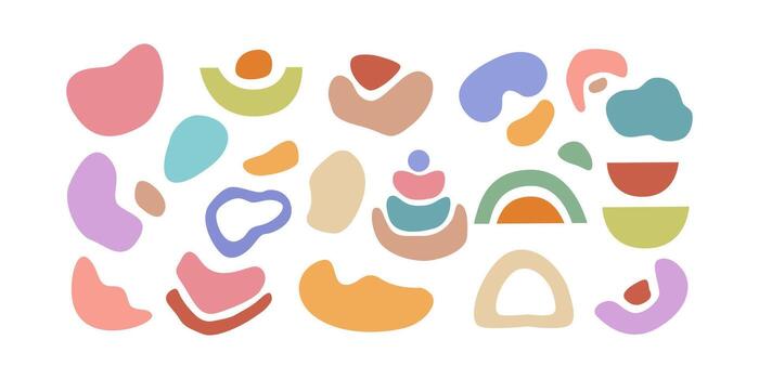 Boho Abstract Shapes Flat Colored Icon Bundle Minimal Geometric Decorative Art Collection vector