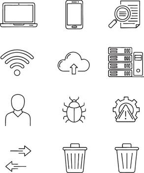 collection of technology and user interface icons vector