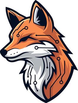 Tech circuit fox mascot vector