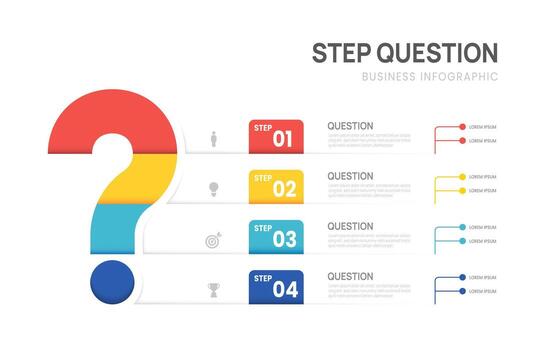 Question infographic business infochart 4 steps banner chart template for presentation. vector