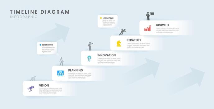 ladder Infographic timeline 5 steps stairs to success growth template, diagram, and icon. vector