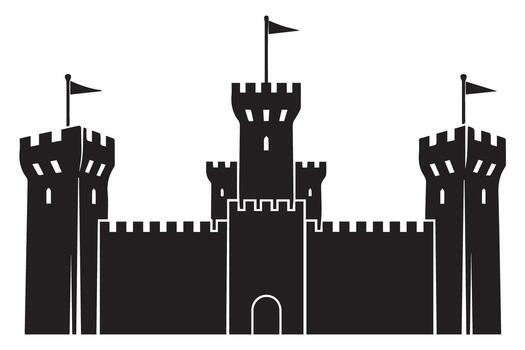 medieval castle with towers and flags, isolated on transparent background vector