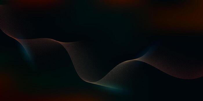 Abstract glowing wave lines on dark orange background. Dynamic wave pattern. Modern flowing wavy lines and Futuristic technology concept vector