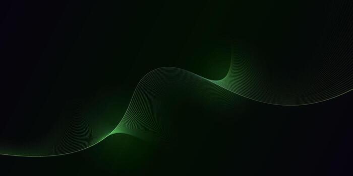 resumen brillante ola líneas en oscuro verde antecedentes. dinámica ola modelo. moderno fluido ondulado líneas vector