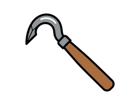 dibujos animados deshierbe hoz aislado en blanco fondo, un manual herramienta para quitando no deseado plantas en jardines vector