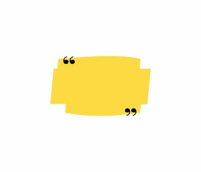 Single modern yellow quote box on white background. Creative hand-drawn brush stroke texture frame with quotation marks. Perfect for testimonials, text boxes, and social media banners vector