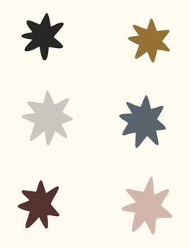 Muted color palette with star shapes for creative design and modern branding. Great for stationery, wrapping paper, and digital layouts vector