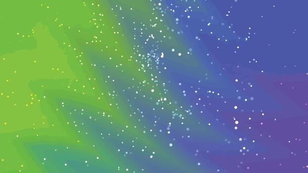 resumen animado antecedentes con espumoso partículas en un dinámica verde y púrpura degradado, resúmenes giros partículas, valores realeza. vector