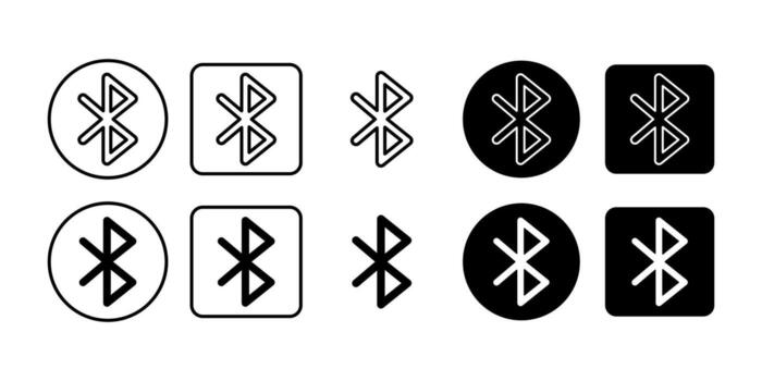 Bluetooth Black Icon Bundle for Wireless Connection and Device Pairing Symbol in Minimal Design vector