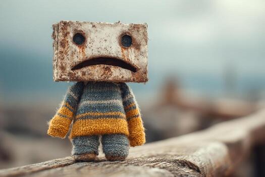 Emotions displayed through a sad character in a calm outdoor setting photo