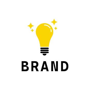 Light lamp simple line icon. Idea symbol.Light bulb yellow icon in flat design.Outline and filled icon. vector