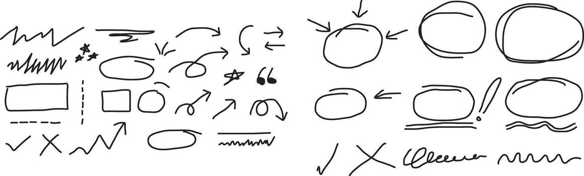 Collection of hand drawn flowchart elements and symbols for diagrams vector