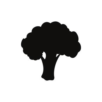 Black silhouette of a stylized tree, featuring a full, rounded canopy and a robust trunk. Ideal for minimalist graphic design, icons, and logos, embodying nature and growth themes vector