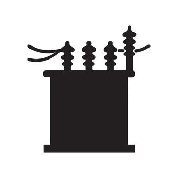Clean silhouette of an electrical power transformer, vital for efficient energy distribution and reliable electricity transmission. Essential infrastructure for modern power grids and systems vector