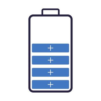Battery icon illustration with charging status indicators and modern design elements vector