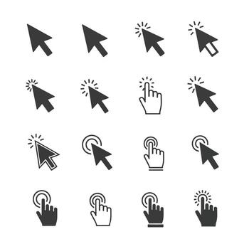 Collection of mouse cursor and pointer icons vector