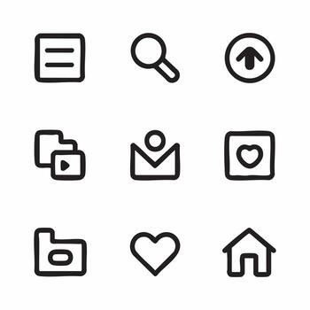 web y móvil íconos - buscar, subir, corazón, hogar, archivo vector