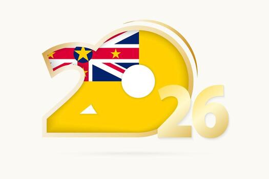 Year 2026 with Niue Flag pattern. vector