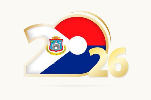 año 2026 con sint Marten bandera modelo. vector