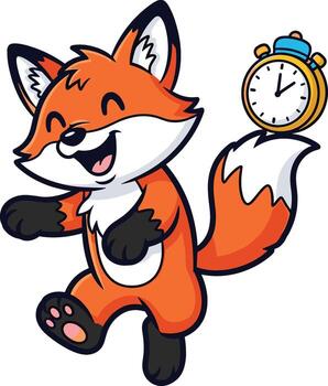 Fox running with an alarm clock vector