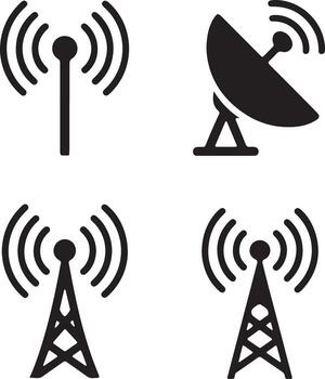Four icons representing communication and broadcasting technologies vector