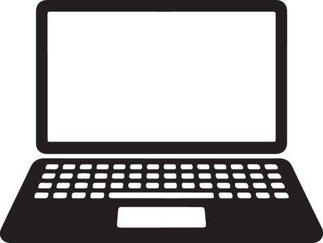 Simple silhouette of an open laptop computer vector