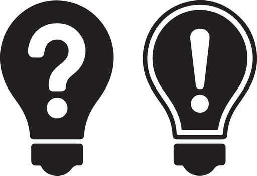 Lightbulb icons representing questions and answers vector
