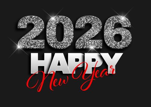 Decorative Happy New Year background with black glittery numbers design vector