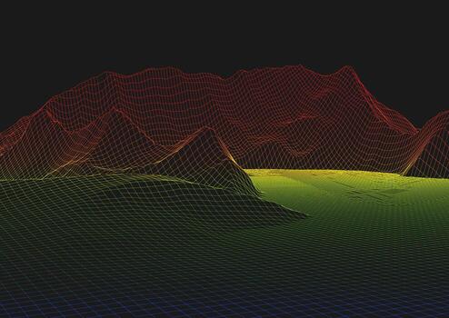 Futuristic background with a colourful abstract wireframe landscape design vector