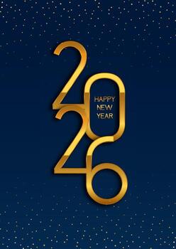 Elegant gold Happy New Year background design with metallic numbers vector