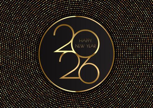 Elegant Happy New Year backgrund with gold dots and numbers vector