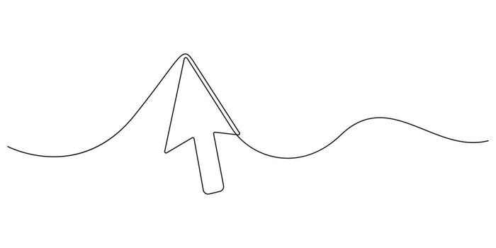 Continuous Line Drawing of Email Symbol with Mouse Cursor,Continuous Line Drawing of a Mouse Cursor Arrow, vector