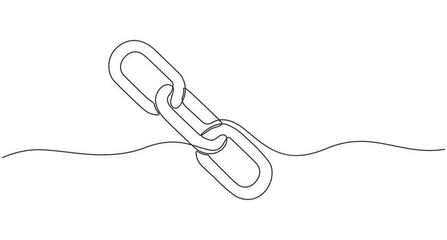 Continuous Line Drawing of a Chain Link, vector