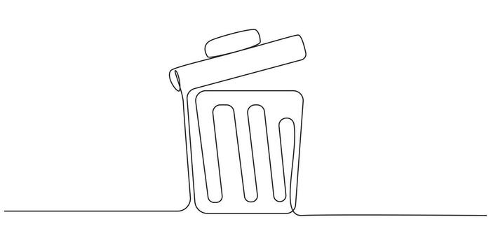 Continuous Line Trash Can Delete Icon, vector