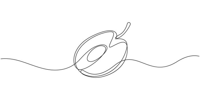 plum fruit continuous single line artContinuous Line Drawing of Peaches with Halved Fruit vector