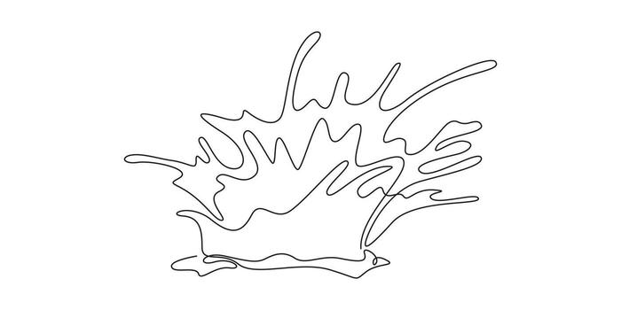 Continuous Line Drawing of a Dynamic Water Splash, vector
