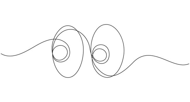 Continuous Line Art big Eyes icon,Minimalist Continuous Line Drawing of Expressive Eyes, vector