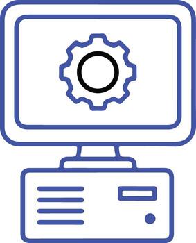 Nostalgic 90s computer icon with gear symbol representing settings or configuration on a white screen vector