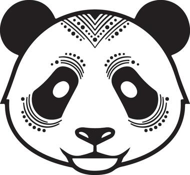 adorable panda cara diseño con festivo tribal marcas y caprichoso patrones para único marca y artístico proyectos vector