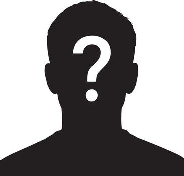 Anonymous person silhouette with question mark symbol on head revealing mystery and unknown identity concept vector