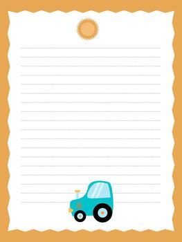 página modelo para entradas presentando un pequeño, divertido tractor. adecuado para diarios, cuadernos, y libretas vector