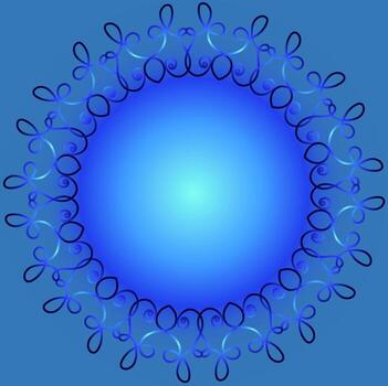 A frame drawn in a line style. A blue background with an abstract circular pattern. vector